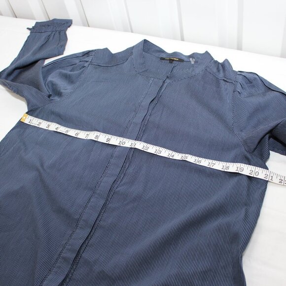 Kobi Halperin Womens Brittany Striped Button Down Blouse Blue Ruffles Size L EUC - Picture 5 of 6